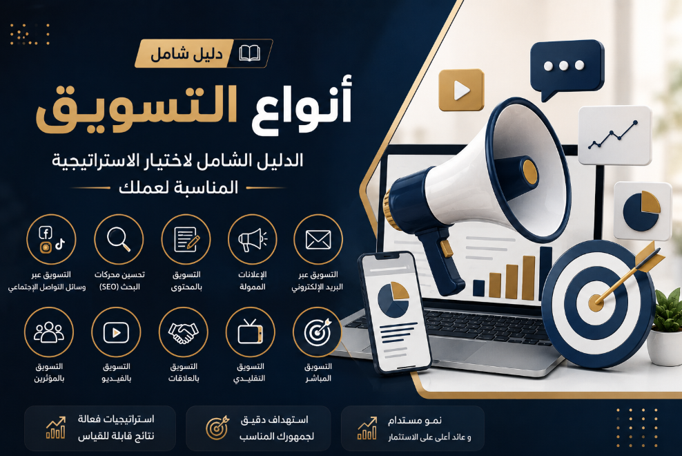 أنواع التسويق الحديثة 2026 – الدليل الشامل لاختيار الاستراتيجية المناسبة لعملك